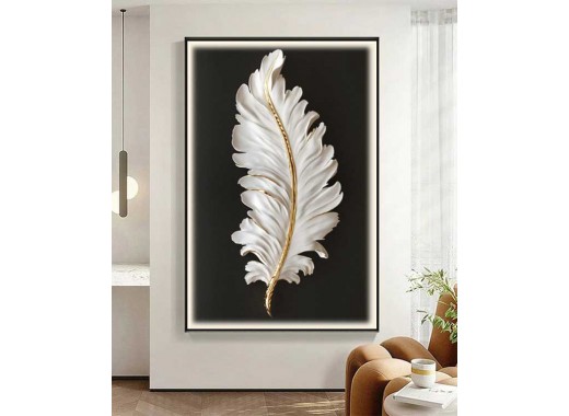 Black Frame 80*120 Cm Feather White And Black Crytsall Porsalein Painting 